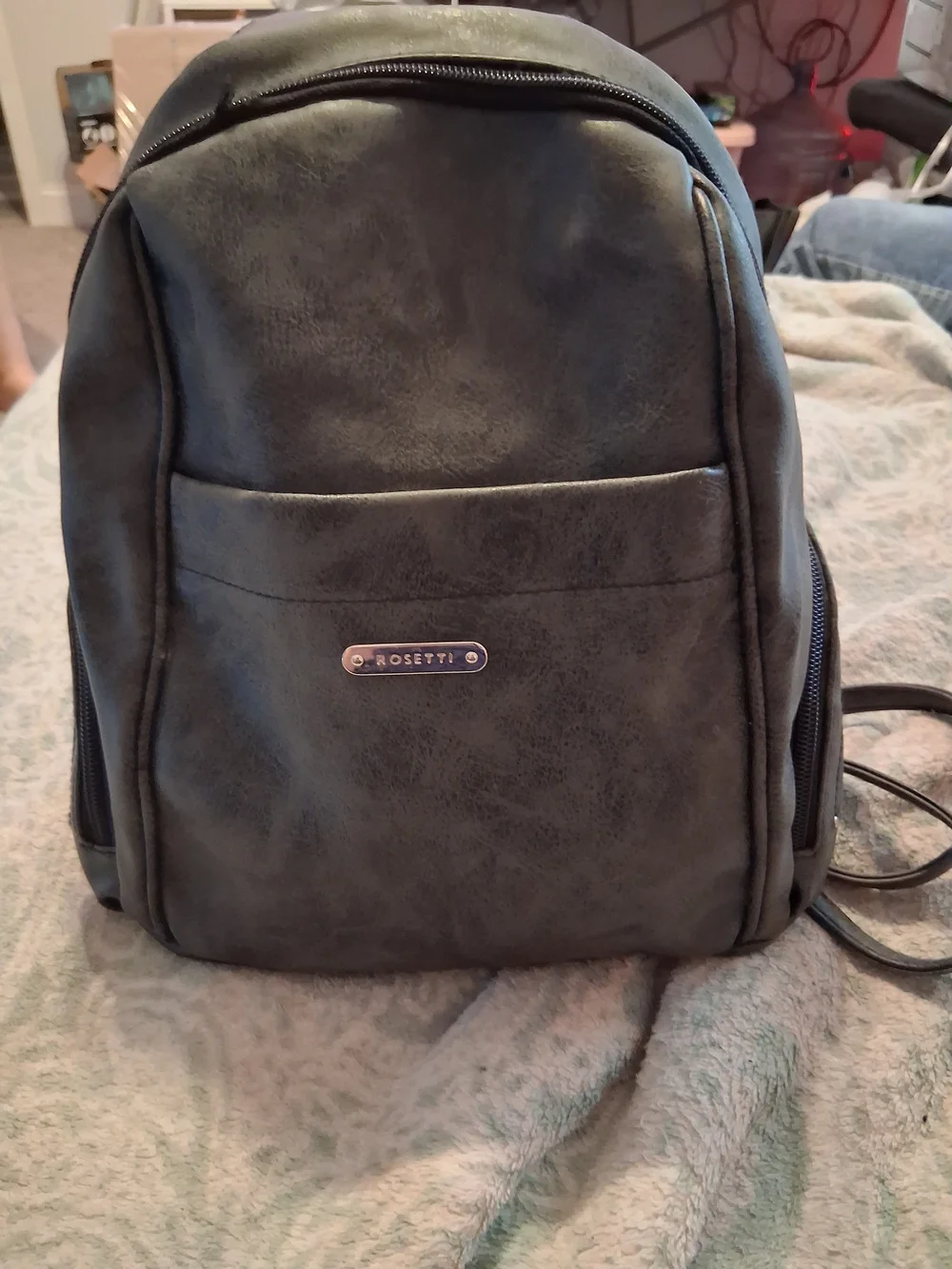 Rosetti Charcoal Faux Leather Backpack